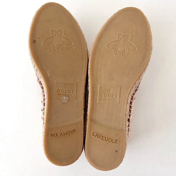 GUCCI || Adela GG Raffia Espadrilles Brown Leather Logo EU 36 US 6 - Picture 12 of 13